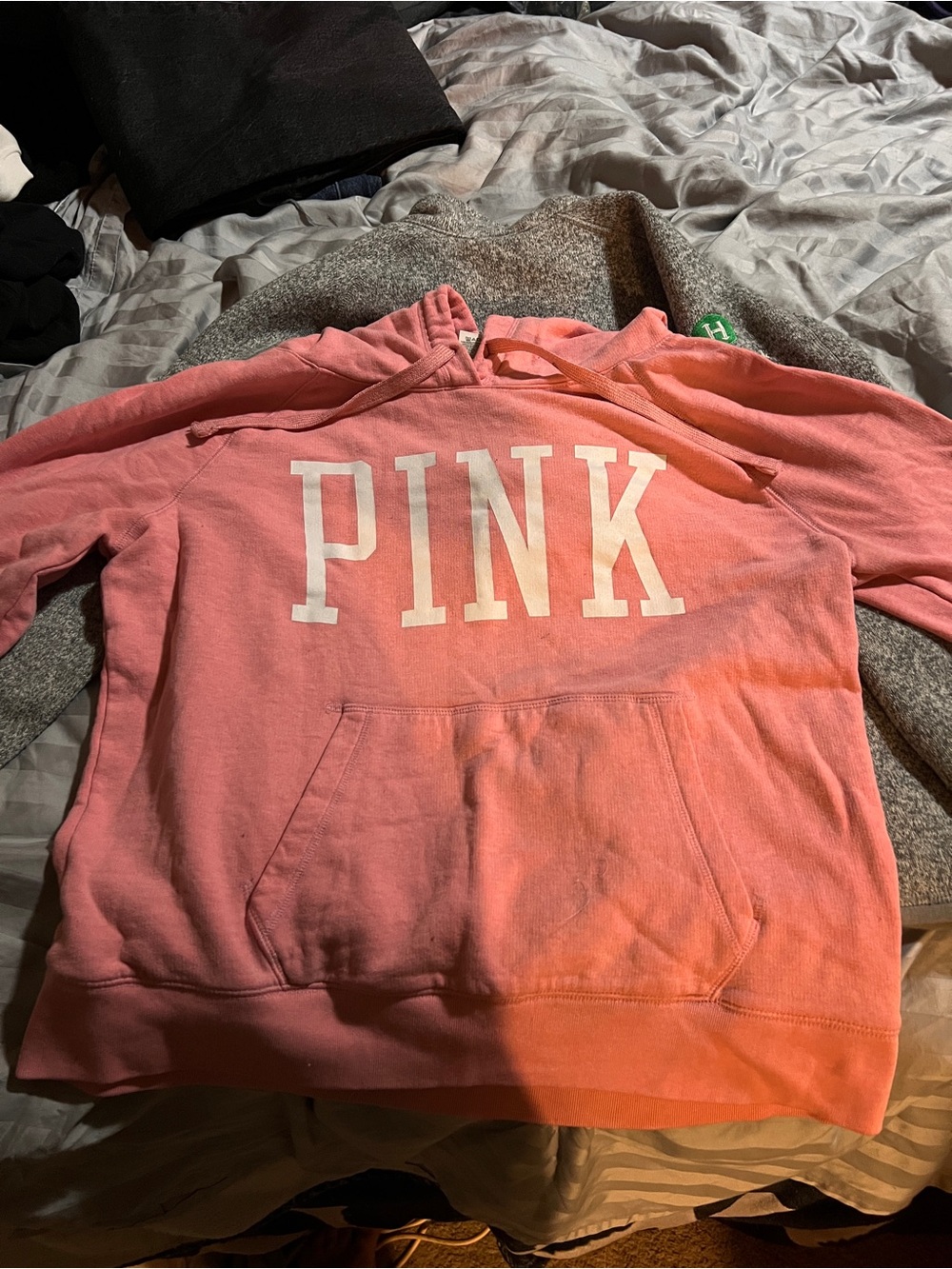 PINK Victoria's Secret Coral Pink Logo Hoodie Sweatshirt